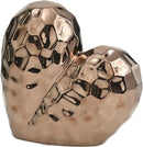 Deco 79 Ceramic Heart Decorative Sculpture Dimensional Angled Origami Inspired Home Decor Statue with Faceted Exterior, Accent Figurine 8" x 3" x 8", Rose Gold by CozyNest Decor