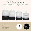 Young's Inc. 4 Pcs Set Rustic Modern Ceramic Canisters- Storage Container for Kitchen and Bathroom - Beautiful Home Decor Accent to Store Food, Coffee, Tea, and More - Black, White by CozyNest Decor