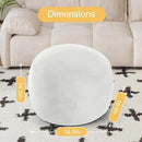 MeMoreCool Round Stuffed Pouf Ottoman Foot Rest, Floor Pouf Foot Stool with Soft Foam Chunk Filling, Small Round Ottoman Footstool Circle Footrest for Living Room, Off-White by CozyNest Decor