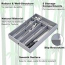 Bamboo Silverware Holder - Drawer Organizer with 5 Slots (Gray) by CozyNest Decor