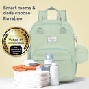 RUVALINO Diaper Bag Backpack-Multifunction Baby Travel Bag with Changing pad, Insulated Bottle Holders & Pacifier Case, Large Capacity, Waterproof, Mint Green by TinyTreasures Baby Boutique