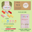 WaldyWop Crochet Kit for Beginners - 8 Flower Bookmarks Knitting Kit w/Step-by-Step Video Tutorials & Soft Yarn, Hook - Wobbles DIY Art Craft Kit for Adults Kids, Birthday Gifts for Women Girls Teen by TinyTreasures Baby Boutique