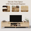 TV Stand for Living Room - up to 80 Inch TVs Mid Century Modern Entertainment Center with Storage and Adjustable Shelves, Media Console Table Oak 70" by CozyNest Decor
