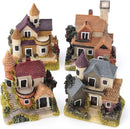 HAPYLY 4PCS Miniature House Fairy Gardening Micro Landscape Village Stone House Bonsai Terrarium Crafts Ornaments Accessories Home Decoration Resin by GreenHaven Gardens