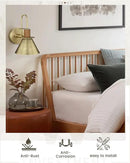 Antique Brass Wall Sconce, HWH Gooseneck Barn Wall Light Fixtures, 1-Light Single Wall Vanity Light, Farmhouse Wall Lamp for Bedroom Bedside Kitchen Hallway, Hammered Metal Shade, 5HZG74B-L BG by CozyNest Decor