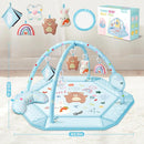 Baby Gym Play Mat, 8-in-1 Tummy Time Mat & Ball Pit with 6 Toys, Washable Baby Activity Mat for Visual, Hearing, Sensory, Motor Development, Baby Gift for Newborn Infant 0-3-6-9-12 Months (Blue) by TinyTreasures Baby Boutique