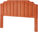 24KF Orange Teddy Fabric Tufted King Upholstered Headboard, Modern Vertical Channel Design California King Headboard with Stepped Silhouette Top Edge,6026-K-Teddy Orange by CozyNest Decor