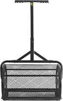 Compost Spreader, 24" Peat Moss Spreader, Roller Lawn Spreader with 3 Heights T Shaped Handle, Side Latches Powder Coated Steel Mesh Basket, Lawn & Garden Spreader for Spreading Manure Topsoil Black by GreenHaven Gardens