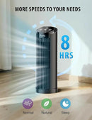 Grelife 13'' Tower Fan for Bedroom, 26dB Quiet Floor Fan with Remote, 3 Mode, 1-8H Timer, 90° Oscillating Fans for Indoors with 27ft/s Velocity, Portable Desk Table Fan for Room, Home, Office,Black by CozyNest Decor