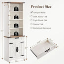 RedLemon Bookshelf with Storage Cabinet, 72" Tall Farmhouse Bookcase with Adjustable Shelves and Barn Door, 4 Tier Office Wood Bookshelf with Drawer for Office Library Living Room (Antuique White) by CozyNest Decor