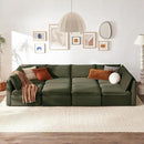 mopio Oversized Modular Sectional Sofa with Fully Removable Covers and Storage, Convertible U, L-Shaped and Sleeper Sectional, Modern Couches with Ottoman Chaise (Olive Green Velvet, 8 Seats, Sleeper) by CozyNest Decor