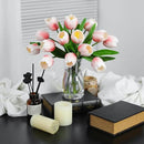 Light Pink Artificial Tulips, 2 Bundles 14Pcs, Fake Tulips Artificial Flowers, 2 x 2.4 Inch Large Flower Head Big Tulip, Easter Valentine's Day Mother's Day Home Decoration Flowers by CozyNest Decor
