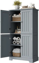 ChooChoo Bathroom Floor Cabinet, Modern Bathroom Storage Cabinet with 4 Doors and Adjustable Shelves, Freestanding Cupboard for Living Room, Grey by CozyNest Decor