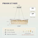 Modern Crystal Chandelier for Dining Room,6 Light K9 Crystal Rectangle Chandelier, Rectangular Pendant Ceiling Light Fixture for Living Room Kitchen Island L31.5''xW10''xH10'' by CozyNest Decor