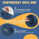 jela Foldable Sofa Bed Soft Foam Convertible Sleeper Chair Luxury Miss Fabric Fold Out Chair Bed Floor Couch with Back Support Floor Sofa for Living Room Bedroom (83"x33",Navy) by CozyNest Decor