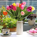 27pcs Colorful Artificial Flowers Tulips, Tulips with 1pc Plastic Vase, Fake Flowers Real Touch Flower 13.9", Christmas, Mother's Day, Easter, Valentine's Day, Family Kitchen, Wedding Decorations by CozyNest Decor