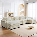 URRED Modular Sectional Sofa Comfy Cloud Couch, Modern Chenille Sofa Sleeper Deep Seat Couches with Ottoman/Pillows for Living Room (White, 154'' - U Shape) by CozyNest Decor