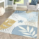 Lahome Boho Blue Living Room Carpet - Washable Area Rugs 4x6 Non-Slip Ultra-Thin Soft Bedroom Rugs Nursery Kids Room, Botanical Print Indoor Modern Floral Carpet Rug for Classroom Laundry Room Office by TinyTreasures Baby Boutique