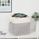 Bidtakay Fabric Basket Set - Large Square Organizer Bins, 13x13, Set of 3, White & Grey by TinyTreasures Baby Boutique