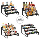 YINMIT Wooden Display Riser Stand, Tiered Perfume and Cologne Organizer Stand, 4 Tier Spice Rack Organizer, Rustic Display Shelf for Candles (4 Tier,Black) by CozyNest Decor