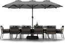 Shintenchi 16FT Large Patio Umbrella with Base, Outdoor Double-Sided Rectangular Umbrella, Market Umbrella with Crank Handle for Poolside Lawn Garden, Gray by GreenHaven Gardens