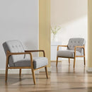 Linen Accent Chair Set of 2, Mid Century Modern Chair for Living Room, Upholstered Comfy Lounge Armchair with Solid Wood Frame, Reading Side Chair for Bedroom,105°Ergonomic Comfort, Grey by CozyNest Decor