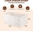 OIAHOMY Storage Basket for Shelves, Closet Cube Storage Bins Baskets for Clothes Blanket Towels, Baby Nursery, Toy Baskets Box, Woven Rope Basket, 15.75*11.81*7.09 IN, 2 Packs White by TinyTreasures Baby Boutique