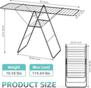APEXCHASER Clothes Drying Rack, Oversized Drying Rack Clothing with Height-Adjustable, Foldable Gullwings Metal Laundry Rack, Indoor Outdoor Use, No Assembly, Black by CozyNest Decor