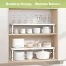 Expandable Cabinet Organizer Shelf With Adjustable Height, Stackable Kitchen Countertop Organizer Rack, Adjustable Shelf Riser For Kitchen Counter, Pantry, Cupboard, Desk, Tabletop by CozyNest Decor