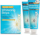 Lumineux Whitening Duo Set – Peroxide Free - Enamel Safe for Whiter Teeth – Includes 21 Whitening Treatments & 2 Pack Whitening Toothpaste, Fluoride Free & Dentist Formulated by CozyNest Decor