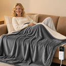 Heated Blanket Throw 50x60, Extra Plush 220GSM Flannel & Sherpa with Child Lock | 6-Level Smart Adaptive Heat & 8Hr Timer | ETL Certified Electric Blanket for Full Body Comfort by CozyNest Decor