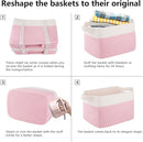 OIAHOMY 3 Pack Storage Basket for Organizing, 13''X9.85''X8.7'' Woven Storage Bins with Handles, toy organizers,Stylish Room Decor, Pink & white by TinyTreasures Baby Boutique