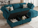 Belffin Terry Fabric Modular Sectional Sleeper Sofa Bed with Storage Convertible Sectional Couches for Living Room 6 Seaters Peacock Blue Modular Sofa by CozyNest Decor