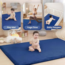 Baby Play Mat for Floor,1.3" Thick Memory foam Tummy Time Mat,Soft Coral Velvet Nursery Rug,Extra Large Non Slip Crawling Mat for Toddlers,Infants,kids,Yoga Mat,Tatami Mat for Living Room(Royal Blue) by TinyTreasures Baby Boutique
