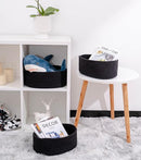 Shelf Storage Baskets for Organizing|Cute Basket for Closet&Blanket Storage|Small Woven Baskets to Store Toys,Books,etc.-13x8.66x5.11’’ Cotton Rope,Stylish,Oval 3 Packs Black by TinyTreasures Baby Boutique