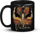 Personalized Autumn Landscape Black Cup, Custom Name Coffee Mug 11oz 15oz, Custom Floral Silhouette Ceramic Cup, Gifts for Women, Zodiac Inspired Coffee Mug, Gifts for Birthday by CozyNest Decor