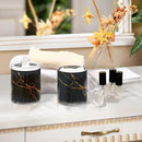 2 Pack Qtip Holder Organizer Dispenser Gold Black Marble Texture Bathroom Storage Canister Cotton Ball Holder Container for Cotton Pads/Swabs/Floss by CozyNest Decor