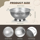 Norme 5 Quart Stainless Steel Silver Colander and 3 Pcs Silver Fine Mesh Strainer, Stainless Steel Pasta Rice Food Metal Strainer with Handles, Easy Clean and Dishwasher Safe by CozyNest Decor