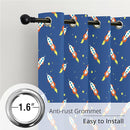 Kids Space Rocket Blackout Curtains - 100% Blackout, Thermal Insulated, Noise Reducing, Perfect for Kids Room and Nursery, 2 Panels (Rocket Blast-Off Repeat, W52×L84) by TinyTreasures Baby Boutique