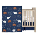 Lambs & Ivy Playful Elephant Blue/White Cotton 3-Piece Baby Crib Bedding Set by TinyTreasures Baby Boutique