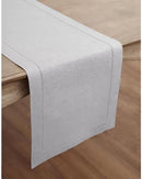 Solino Home Linen Soft Grey Table Runner 72 Inches Long - 100% Pure Linen Hemstitch Table Runner 14 x 72 Inch for Dresser, Dining, Fall, Autumn, Halloween, Thanksgiving - Classic Hemstitch by CozyNest Decor
