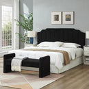 24KF Black Teddy Fabric Tufted King Upholstered Headboard, Modern Vertical Channel Design California King Headboard with Stepped Silhouette Top Edge,6026-K-Teddy Black by CozyNest Decor