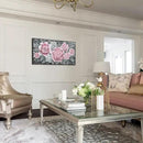 Large Pink Wall Art for Living Room- Pink and Black Peony Floral Canvas Wall Art Modern Framed Moody Black and White Wall Picture Flower Artwork Decor for Bedroom Dining Room Office 48x24 by CozyNest Decor