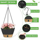 ZMTECH 10 Inch Hanging Planters for Outdoor Plants, Hanging Pots for Plants Indoor with Visible Water Level, Hanging Flower Basket with Drainage Holes & Removable Tray(2 Pack, Gray) by CozyNest Decor