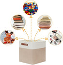 DULLEMELO Cube Storage Bins - 4 Pack Foldable Large Storage Baskets 12 inch Gifts Empty Fabric Bins for Home Office Cubes Organizer Closet, Shelves, Toy, Nursery (4 Pack - 12" White&Khaki) by TinyTreasures Baby Boutique