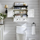 Bathroom Wall Cabinet, Farmhouse 24" Wide Medicine Cabinet with Drawer, Adjustable Shelf, Double Barn Doors, Storage Cabinets for Bathroom, Kitchen, Living Room, Off White by CozyNest Decor