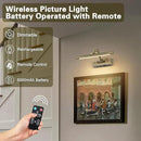 Wireless Picture Lights Rechargeable Gallery Lighting Battery Picture Frame Light with Remote and Timer, Adjustable Art Light for Paintings, Portraits, Antique Bronze Finish 12'' Inch 2W 2700K by CozyNest Decor