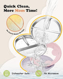 Stainless Steel Toddler Suction Plate with Lid, Deeper 9" Divided Plates with Removable Silicone Sleeves for Kids, Non Toxic & BPA Free | Unbreakable Baby Snack Dishes Set of 2, Pink & Lilac by TinyTreasures Baby Boutique