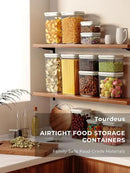 Pop Air Tight Containers Stackable- 2-Pack Cereal Storage Containers with Lids Airtight, Leakproof Pop Up Containers for Organizing, 1.5Qt & 0.5Qt by CozyNest Decor