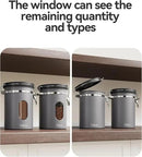 Veken Coffee Canister with Window,Airtight Stainless Steel Kitchen Food Storage Container, Date Tracker & Scoop for Grounds Coffee, Beans, Tea, Flour, Cereal,Sugar,22OZ,Grey by CozyNest Decor